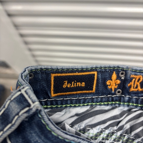 Rock Revival Felina size 29 Women's skinny Jeans in Deep Blue bling lady rider - Picture 9 of 11